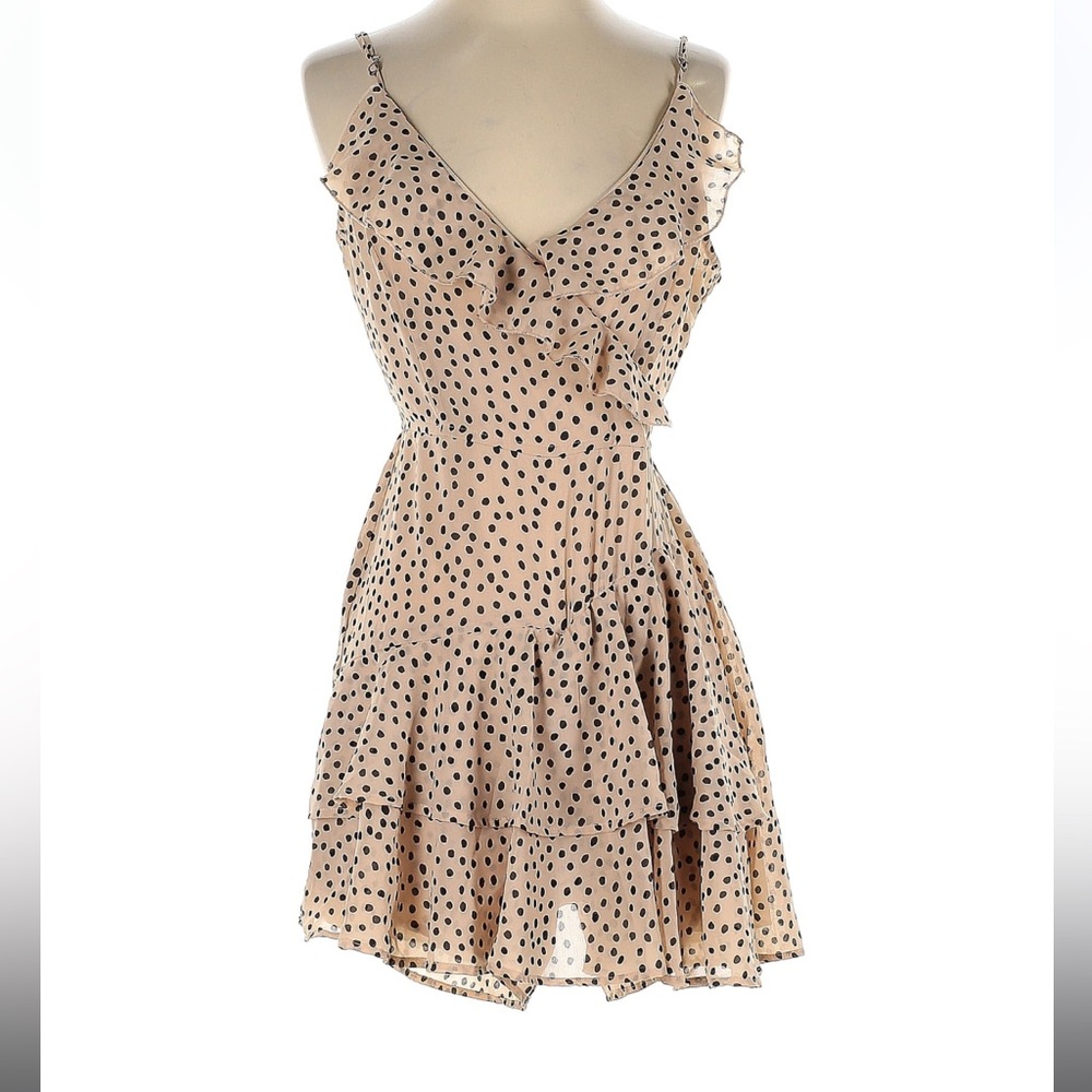 Japna Brown Tan Mini Romper V-neck Flutter Sleeveless